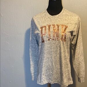 PINK Victoria's Secret Gray Long Sleeve Tee